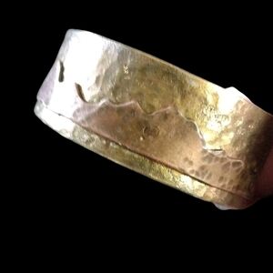 Gold and Silver Hammered Cuff Bracelet